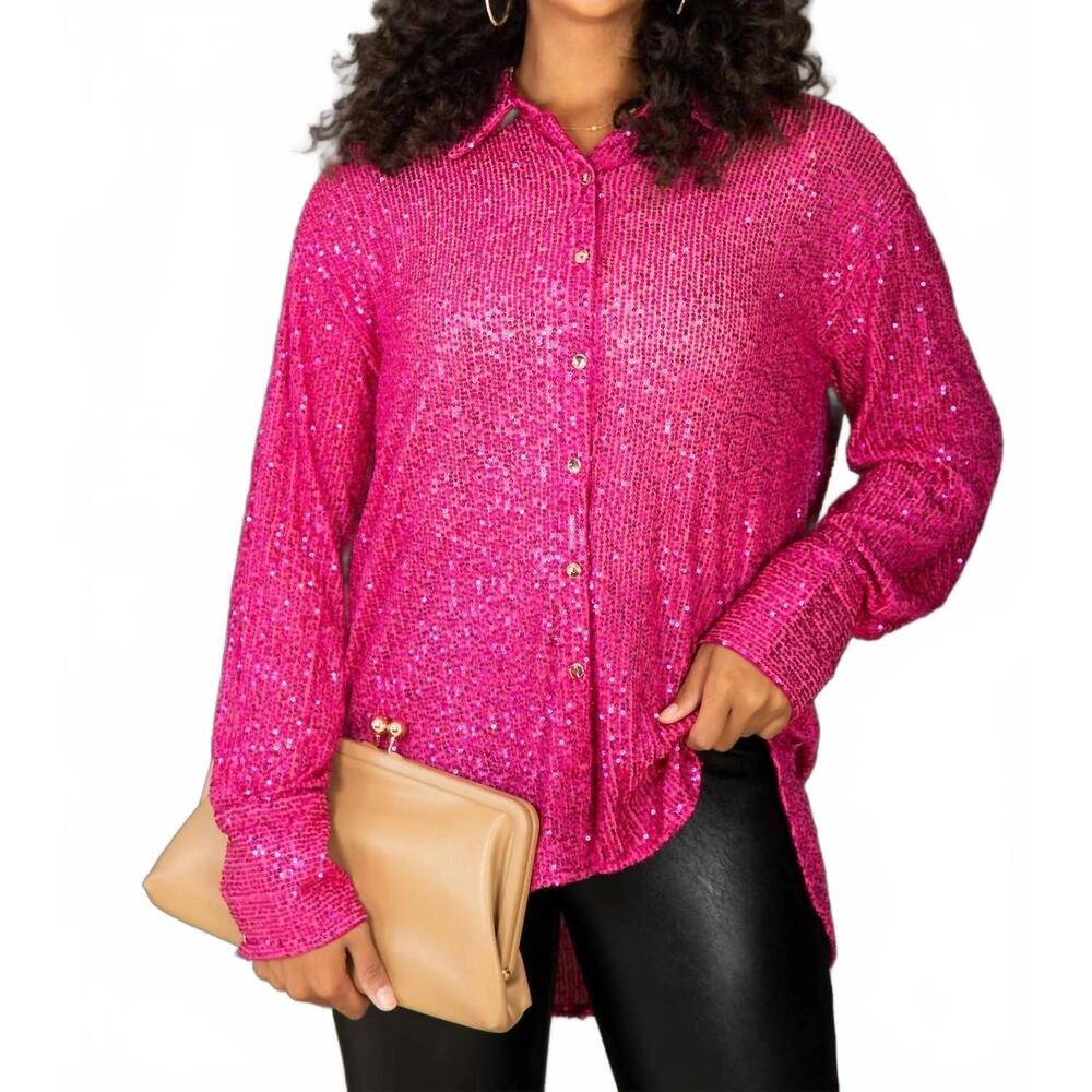NEW FIFTEEN TWENTY sequin shirt in pink
